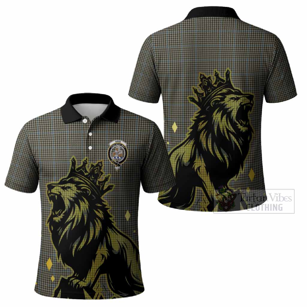 Haig Tartan Family Crest Polo Shirt Crowned Lion Roaring