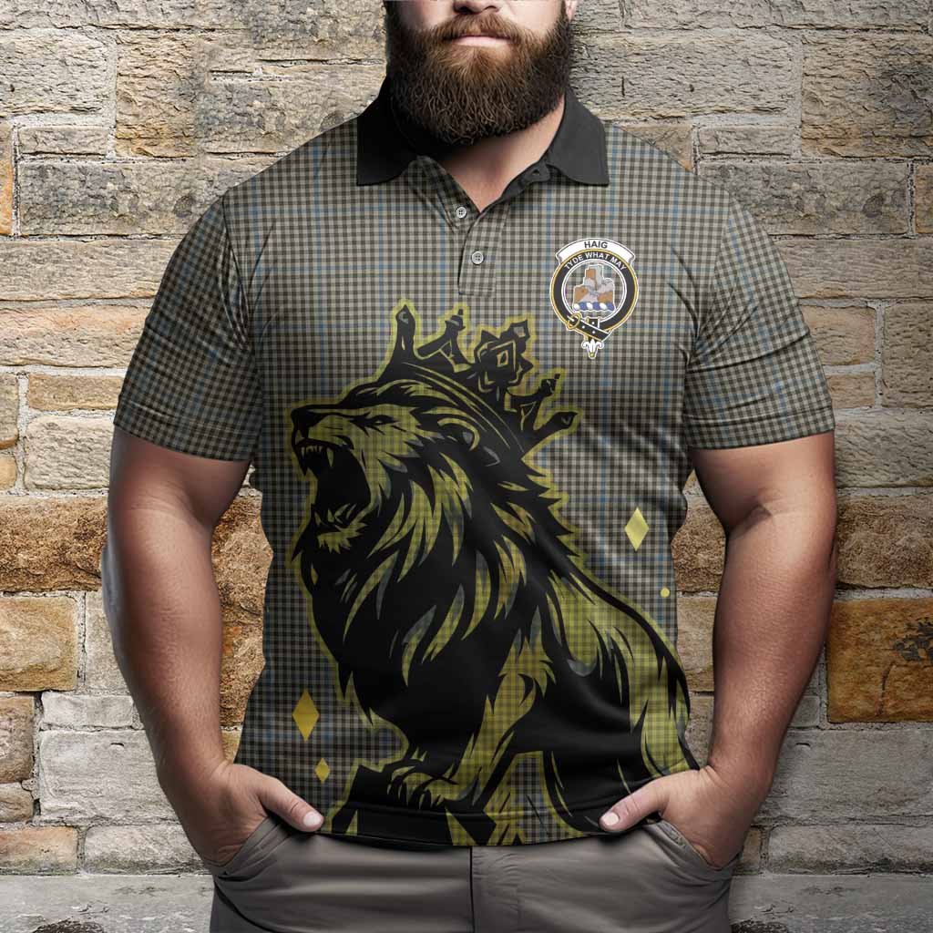 Haig Tartan Family Crest Polo Shirt Crowned Lion Roaring