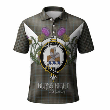 Haig Tartan Family Crest Polo Shirt Scottish Burns Night Thistle Floral