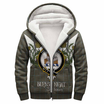 Haig Tartan Family Crest Sherpa Hoodie Scottish Burns Night Thistle Floral