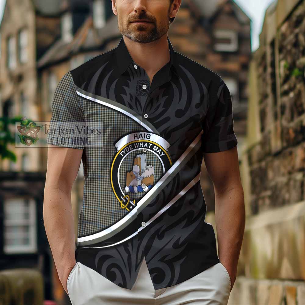 Haig Tartan Family Crest Short Sleeve Button Shirt Celtic Scottish Thistle Floral - Tartan Vibes Clothing