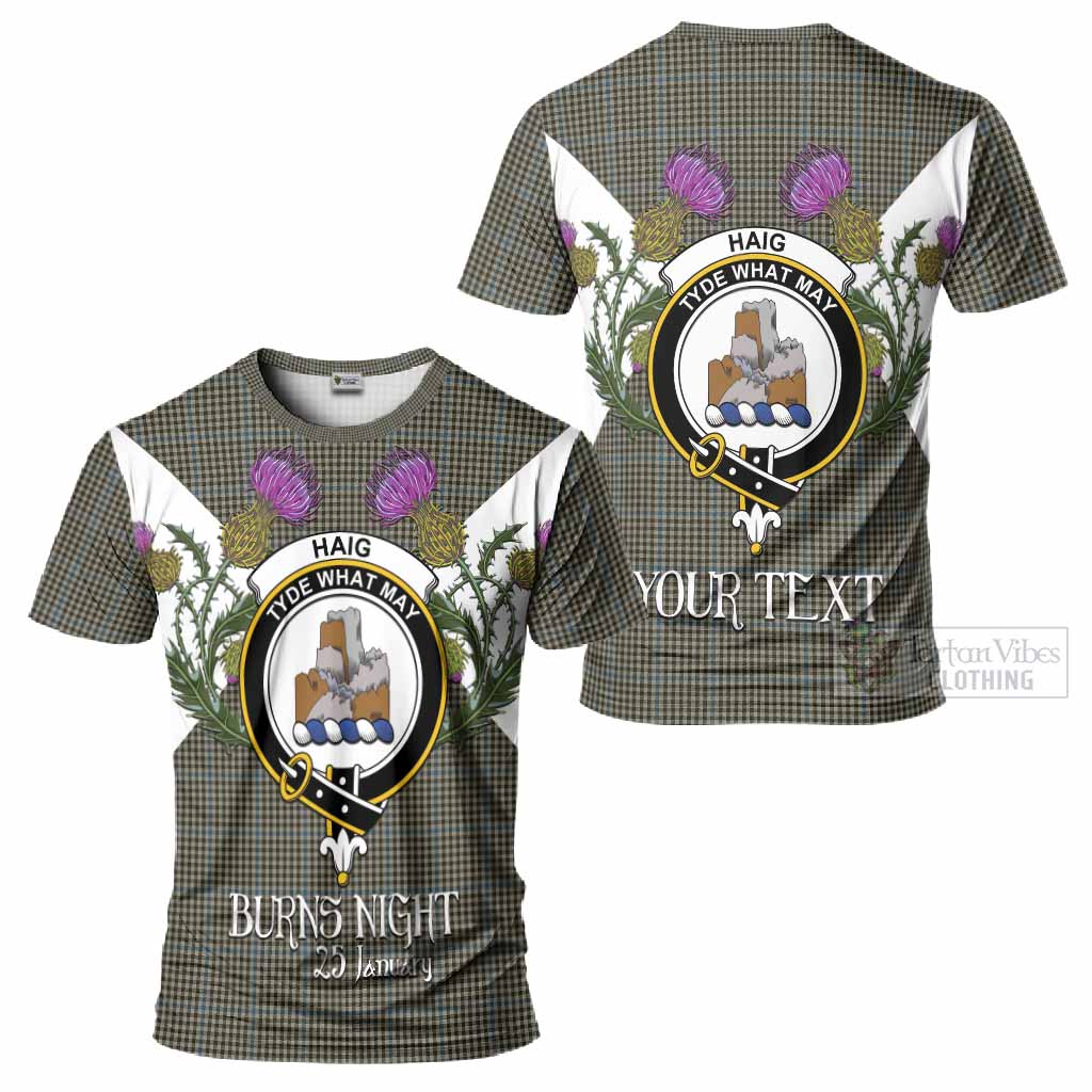 Haig Tartan Family Crest T-Shirt Scottish Burns Night Thistle Floral