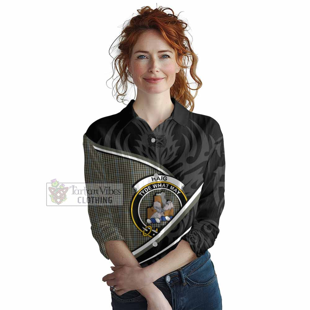 Haig Tartan Family Crest Women Casual Shirt Celtic Scottish Thistle Floral - Tartan Vibes Clothing
