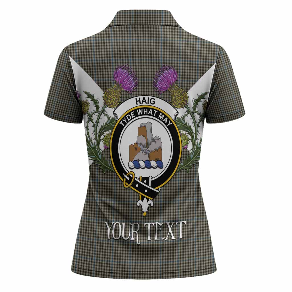 Haig Tartan Family Crest Women Polo Shirt Scottish Burns Night Thistle Floral