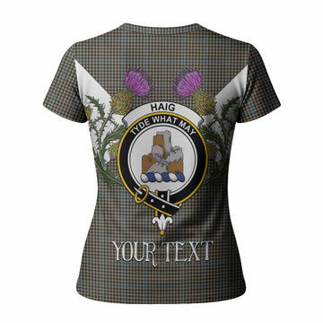 Haig Tartan Family Crest Women T shirt Scottish Burns Night Thistle Floral