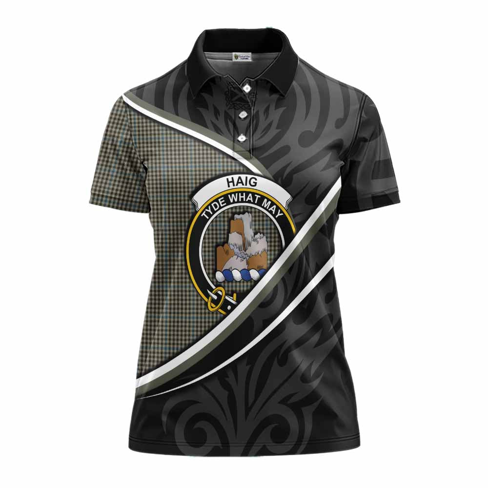 Haig Tartan Family Crest Women's Polo Shirt Celtic Scottish Thistle Floral - Tartan Vibes Clothing
