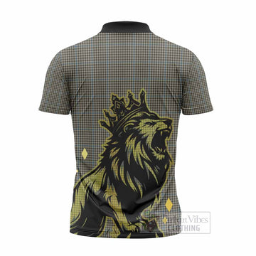 Haig Tartan Family Crest Zipper Polo Shirt Crowned Lion Roaring