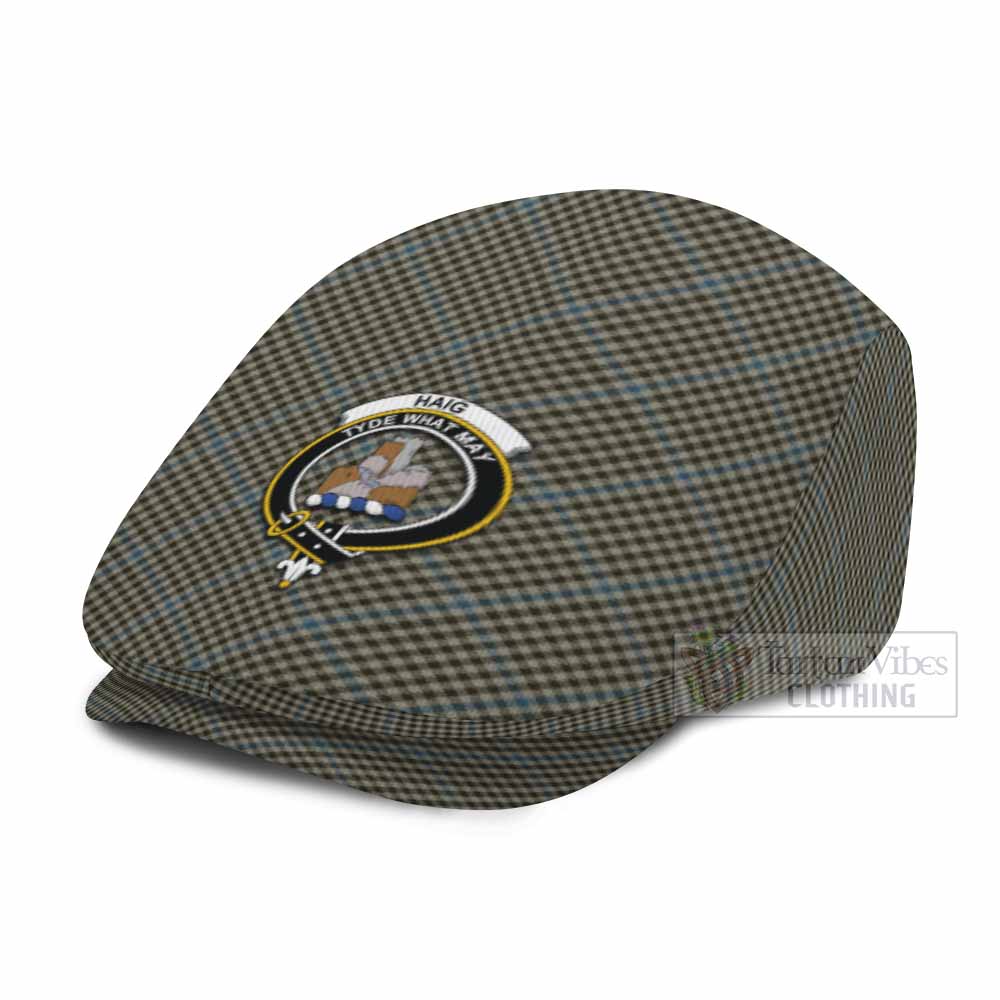 Haig Tartan Flat Cap, Jeff Cap Cross Style with Family Crest - Tartan Vibes Clothing