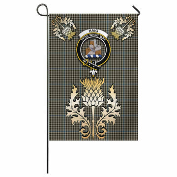 Haig Tartan Garden Flag with Golden Regal Scottish Thistle Emblem - Tartan Vibes Clothing