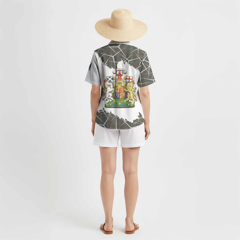 Haig Tartan Hawaiian Shirt with Family Crest and Lion Rampant Grunge Style