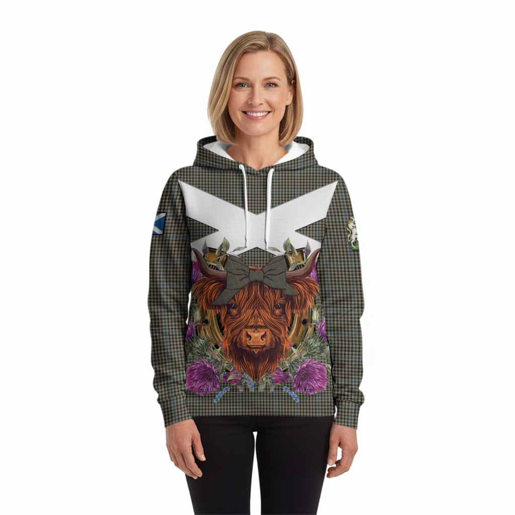 Haig Tartan Hoodie Scottish Thistle Heilan Coo
