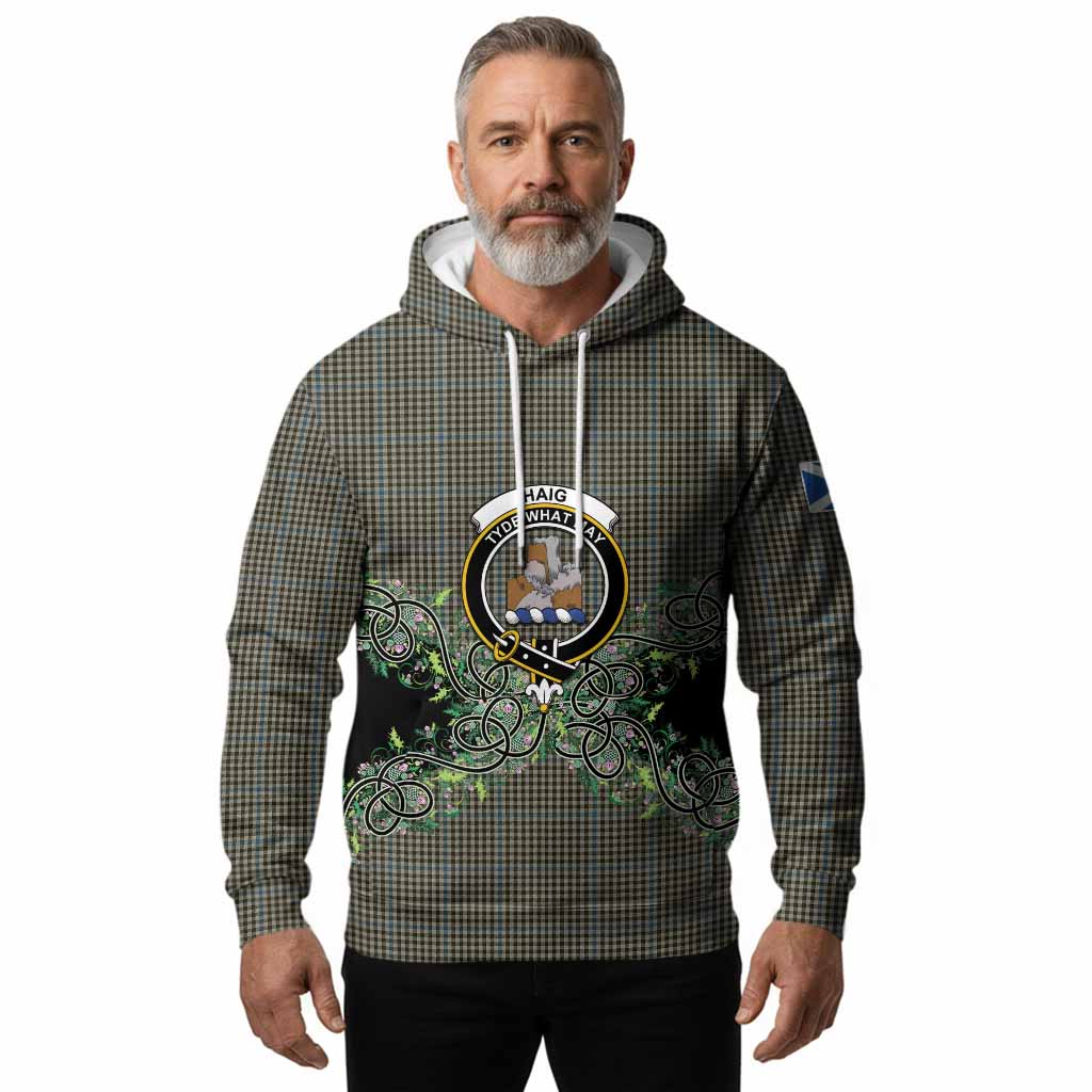 Haig Tartan Hoodie Thistle Scottish Spirit