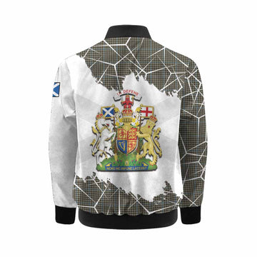 Haig Tartan Kid Bomber Jacket with Family Crest and Lion Rampant Grunge Style