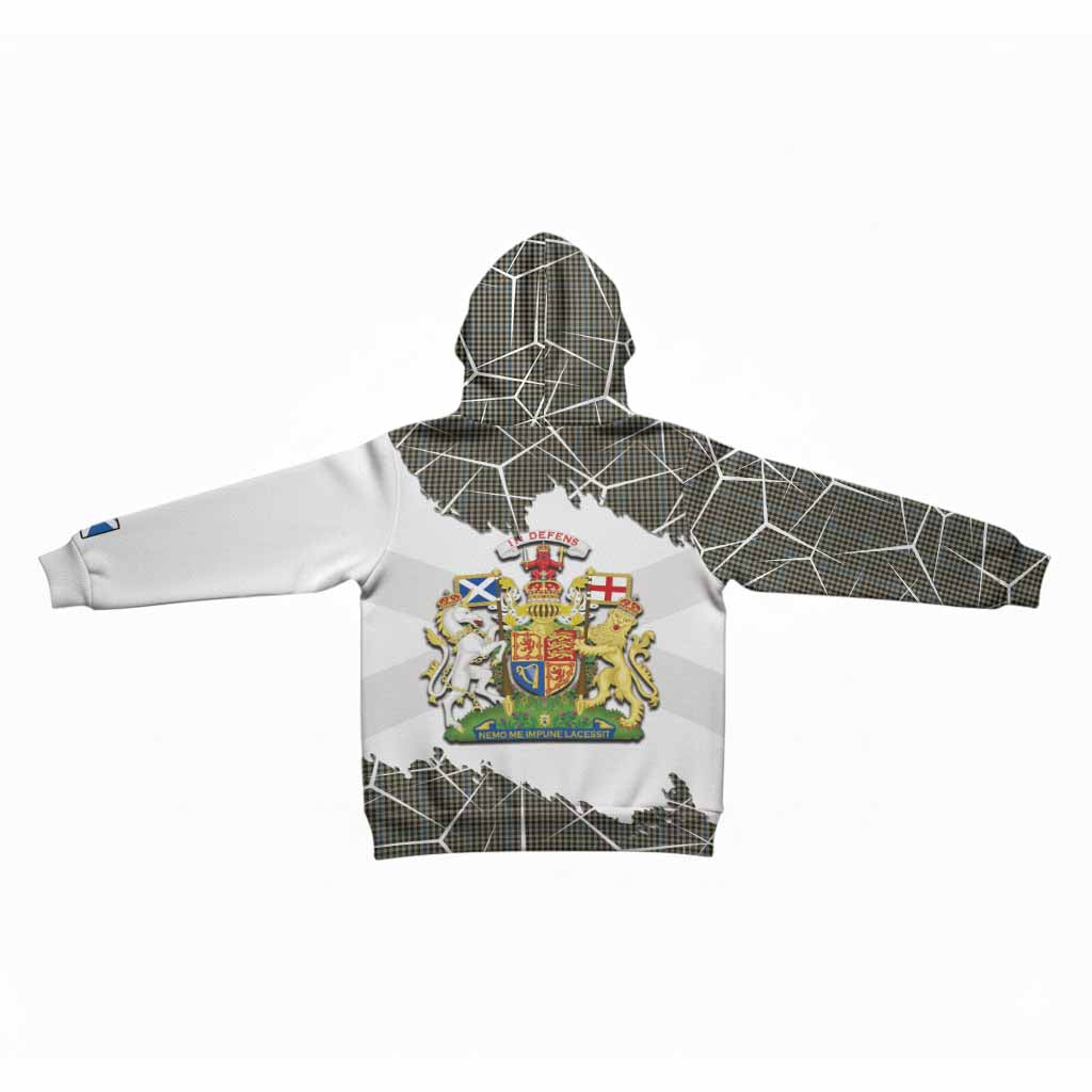 Haig Tartan Kid Hoodie with Family Crest and Lion Rampant Grunge Style