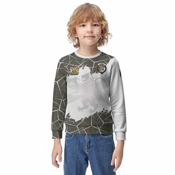 Haig Tartan Kid Knitted Sweatshirt with Family Crest and Lion Rampant Grunge Style