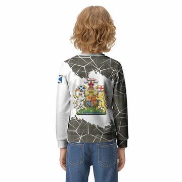 Haig Tartan Kid Knitted Sweatshirt with Family Crest and Lion Rampant Grunge Style