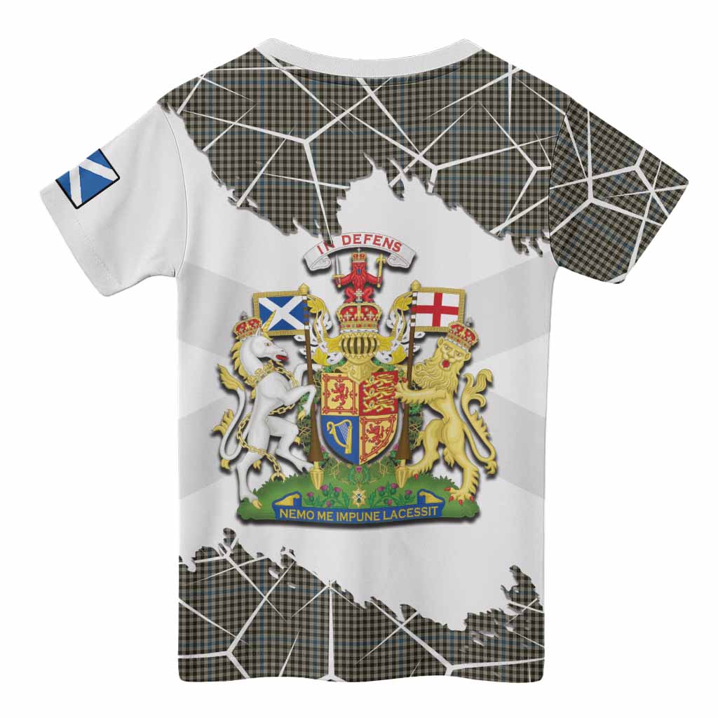 Haig Tartan Kid T-shirt with Family Crest and Lion Rampant Grunge Style