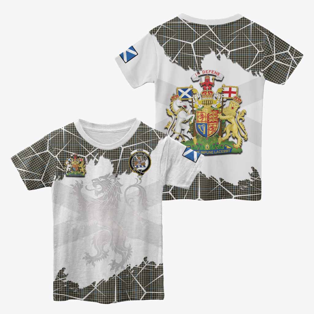 Haig Tartan Kid T-shirt with Family Crest and Lion Rampant Grunge Style