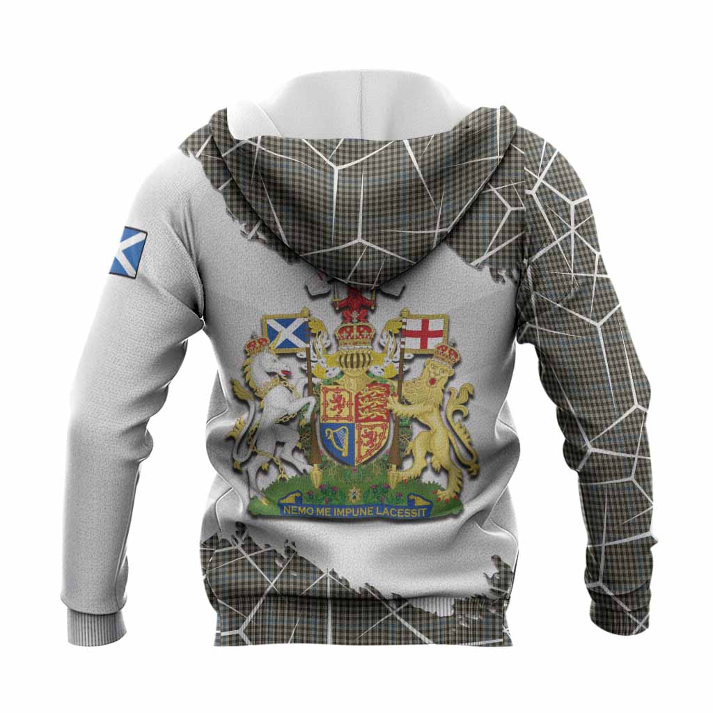 Haig Tartan Knitted Hoodie with Family Crest and Lion Rampant Grunge Style