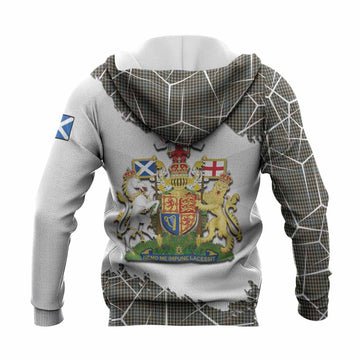 Haig Tartan Knitted Hoodie with Family Crest and Lion Rampant Grunge Style