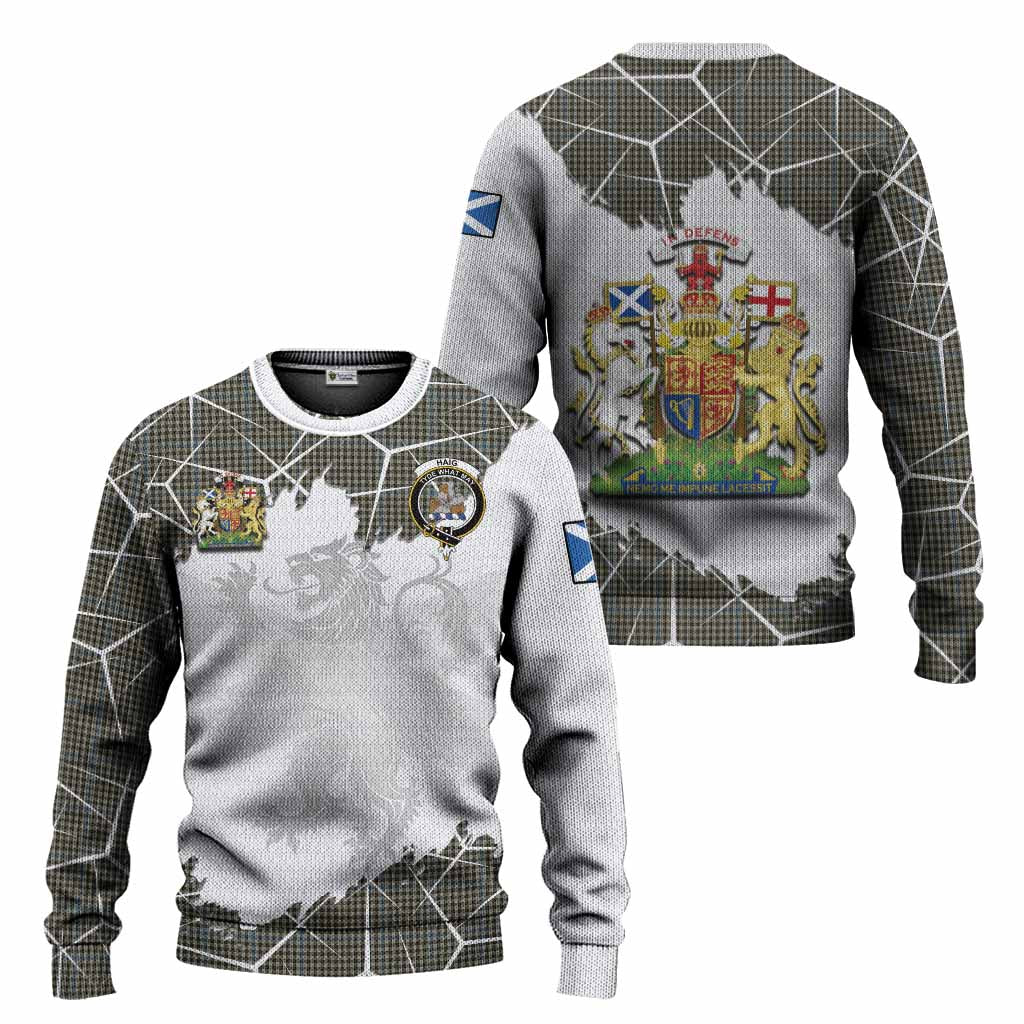 Haig Tartan Knitted Sweater with Family Crest and Lion Rampant Grunge Style