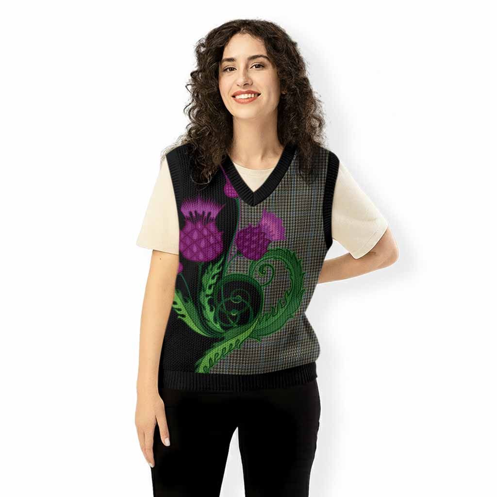 Haig Tartan Knitted V-Neck Vest Traditional Scottish Thistle