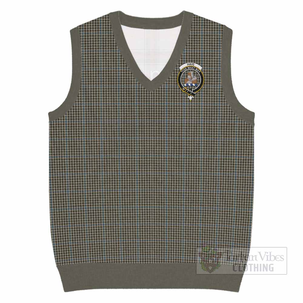 Haig Tartan Knitted V-Neck Vest with Family Crest - Tartan Vibes Clothing