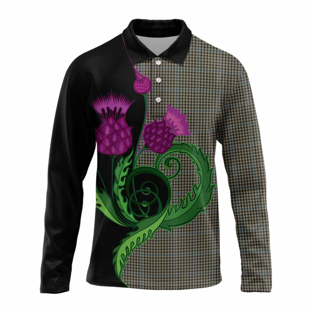Haig Tartan Long Sleeve Polo Shirt Traditional Scottish Thistle
