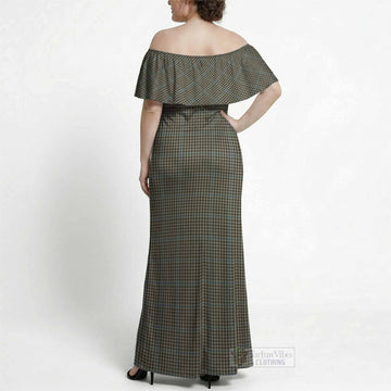 Haig Tartan Off Shoulder Ruffle Maxi Dress