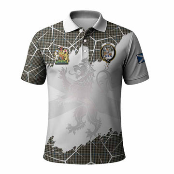 Haig Tartan Polo Shirt with Family Crest and Lion Rampant Grunge Style