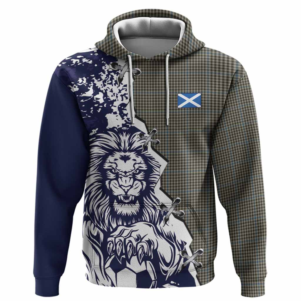 Haig Tartan Scottish Hoodie Angry Lion With Soccer Ball Style