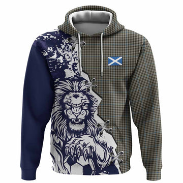 Haig Tartan Scottish Hoodie Angry Lion With Soccer Ball Style