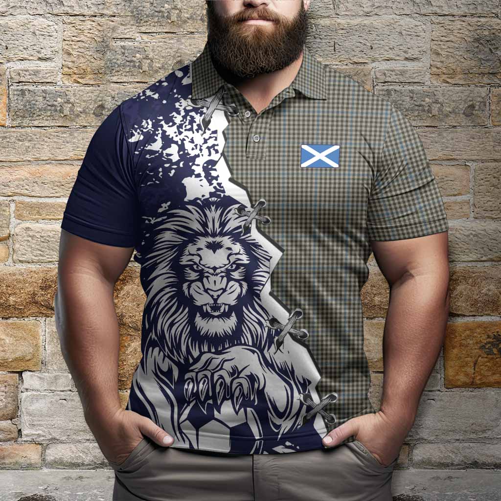 Haig Tartan Scottish Polo Shirt Angry Lion With Soccer Ball Style