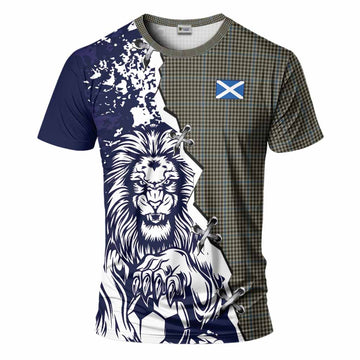 Haig Tartan Scottish T-Shirt Angry Lion With Soccer Ball Style