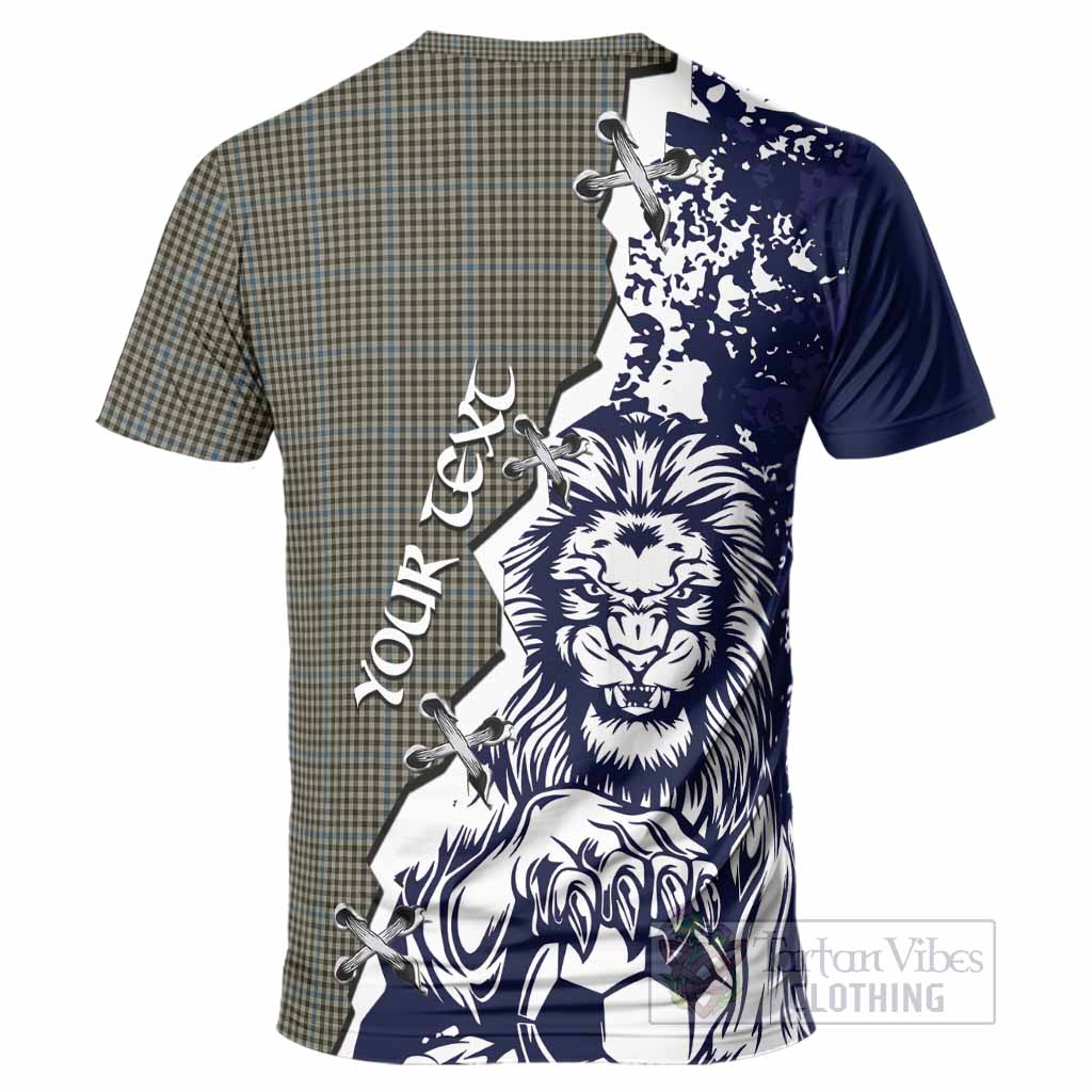 Haig Tartan Scottish T-Shirt Angry Lion With Soccer Ball Style