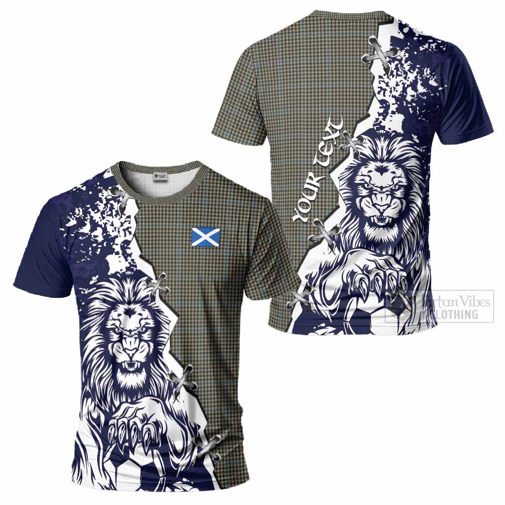 Haig Tartan Scottish T-Shirt Angry Lion With Soccer Ball Style