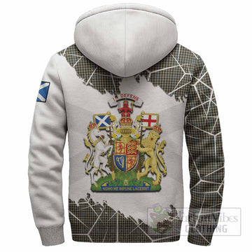 Haig Tartan Sherpa Hoodie with Family Crest and Lion Rampant Grunge Style