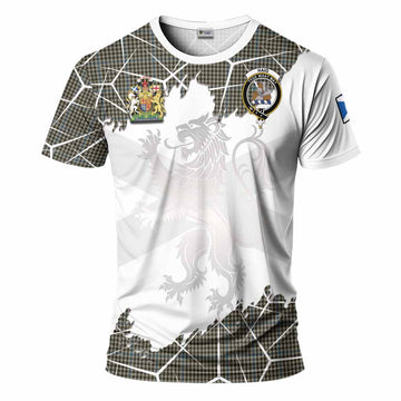 Haig Tartan T-Shirt with Family Crest and Lion Rampant Grunge Style