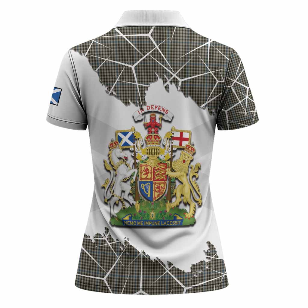 Haig Tartan Women Polo Shirt with Family Crest and Lion Rampant Grunge Style