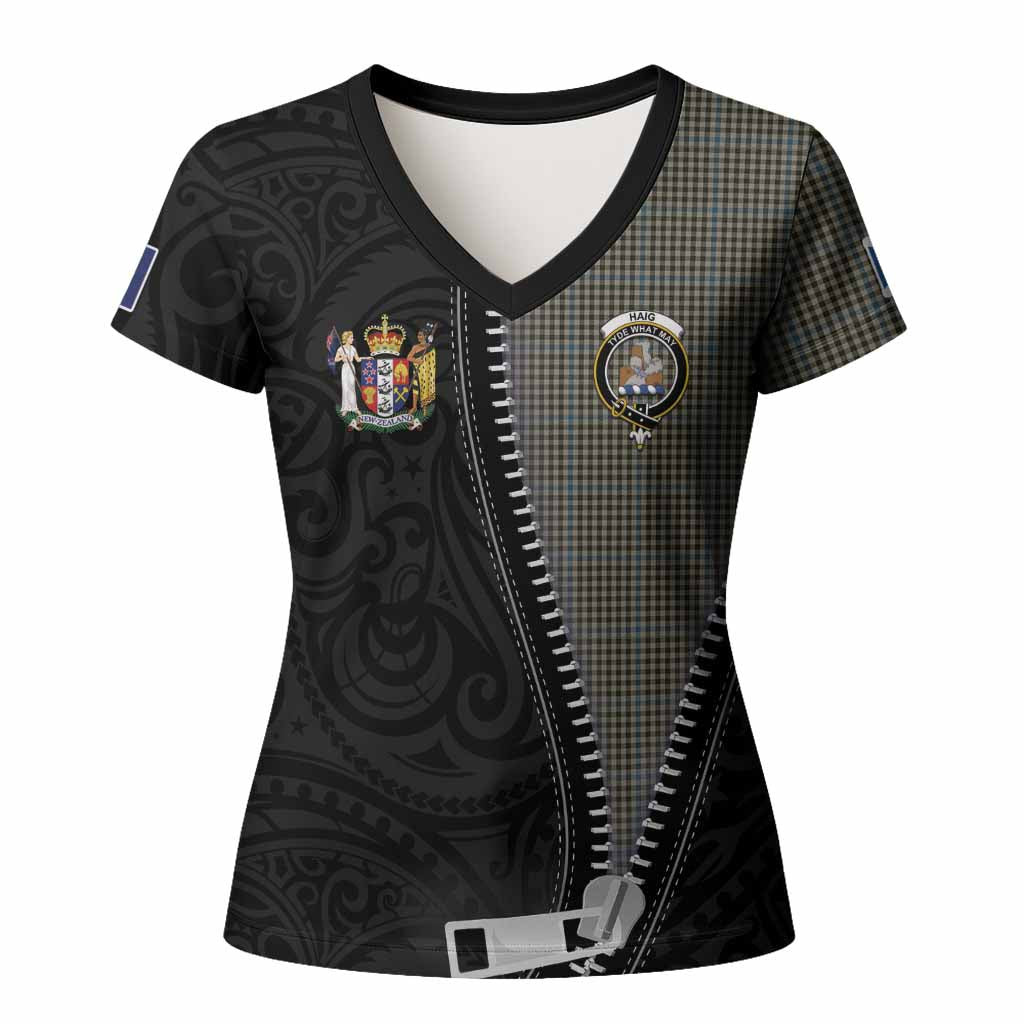 Haig Tartan Women T shirt New Zealand Pattern Unique Zipper Stylized