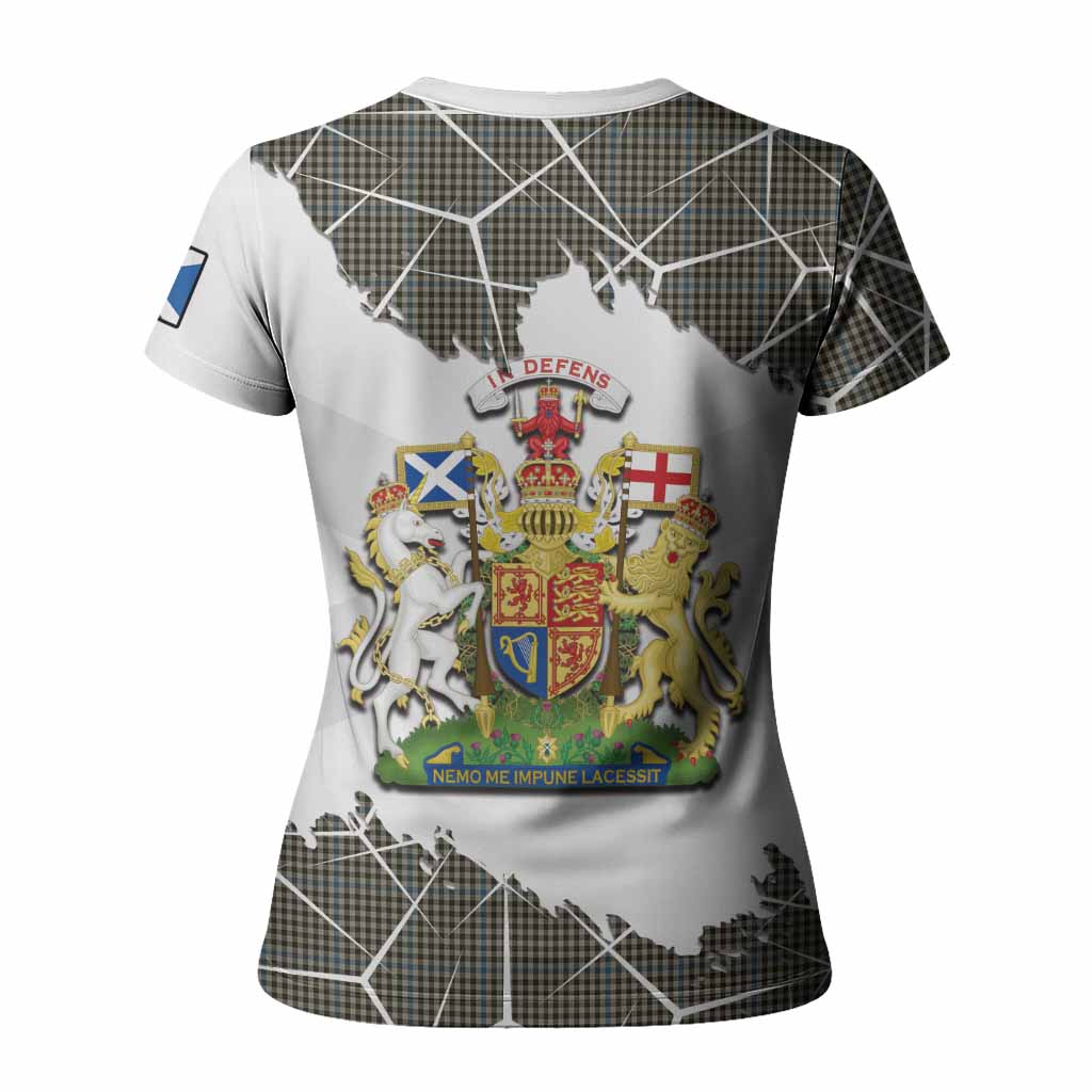 Haig Tartan Women T shirt with Family Crest and Lion Rampant Grunge Style