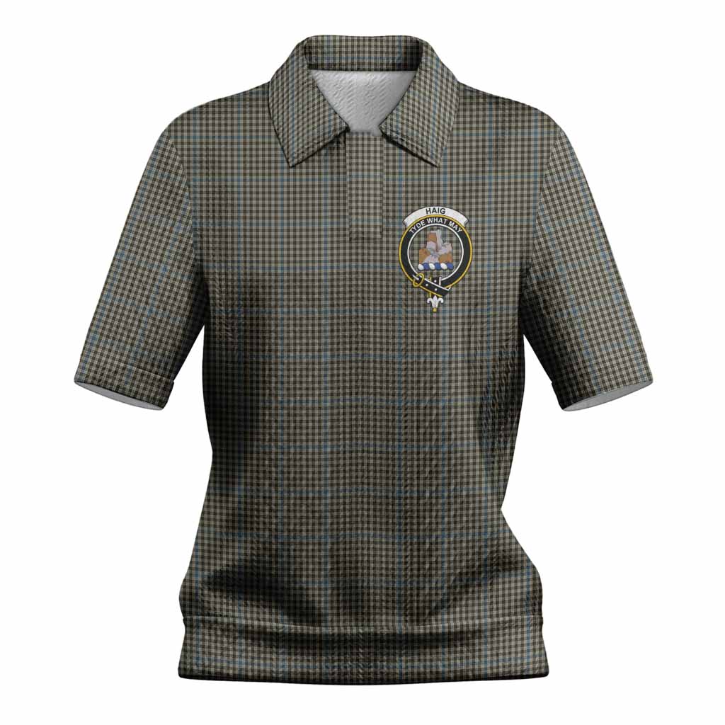 Haig Tartan Women’s Polo Sweater Top with Family Crest