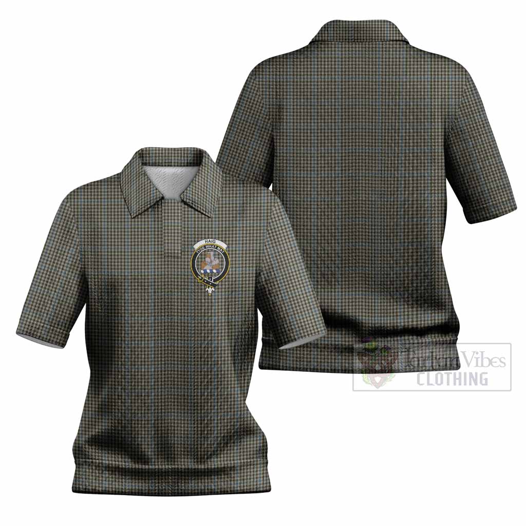 Haig Tartan Women’s Polo Sweater Top with Family Crest