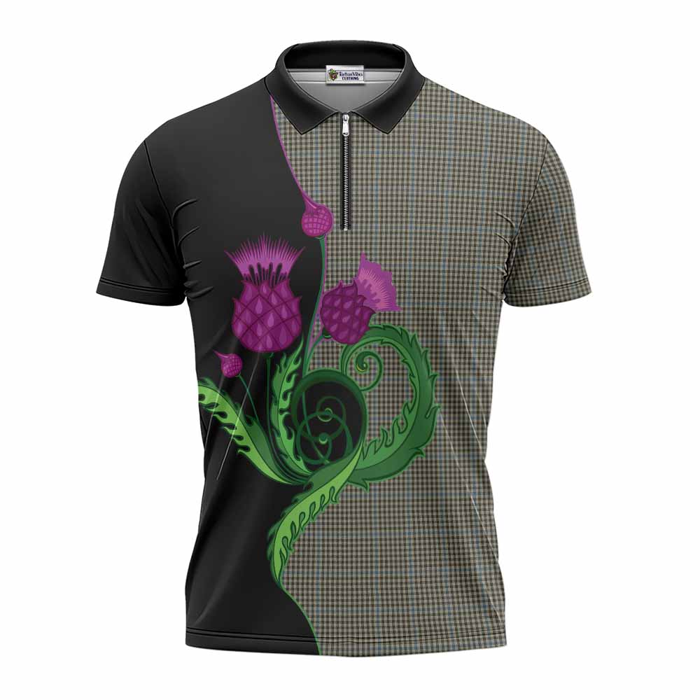 Haig Tartan Zipper Polo Shirt Traditional Scottish Thistle