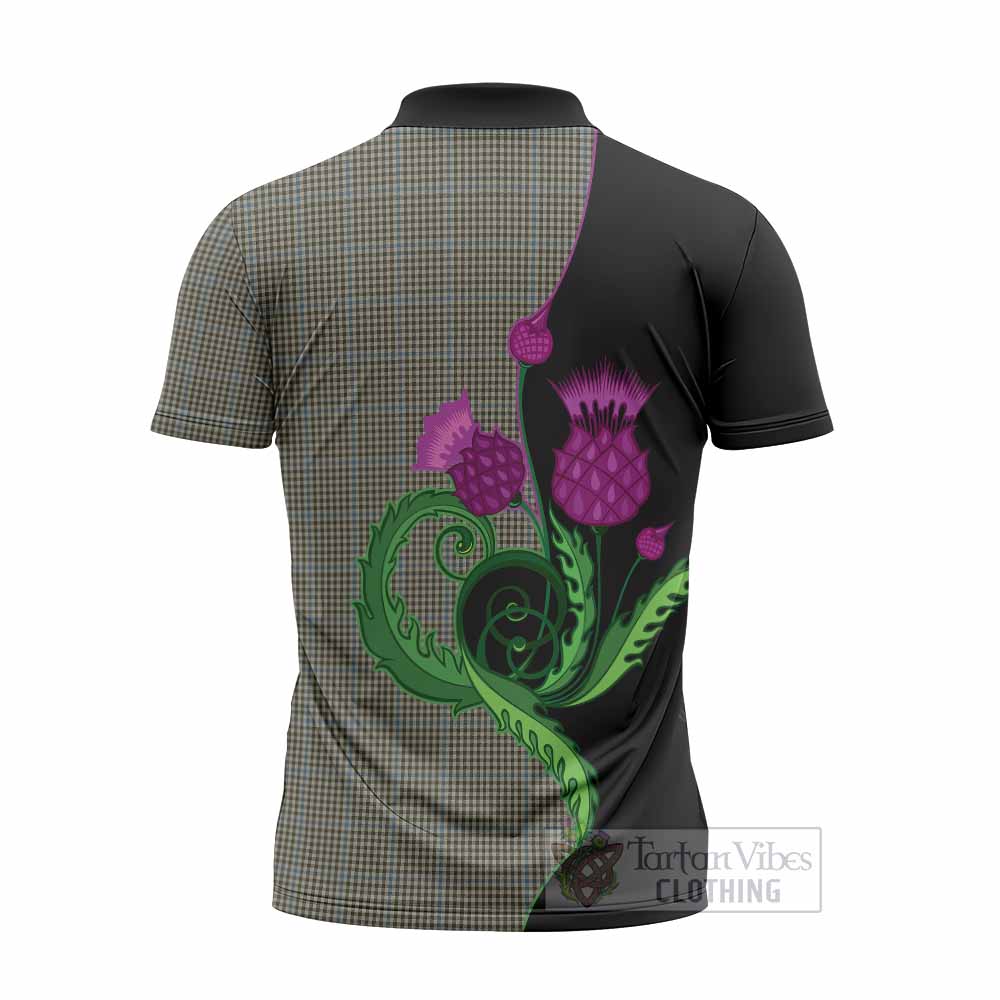 Haig Tartan Zipper Polo Shirt Traditional Scottish Thistle