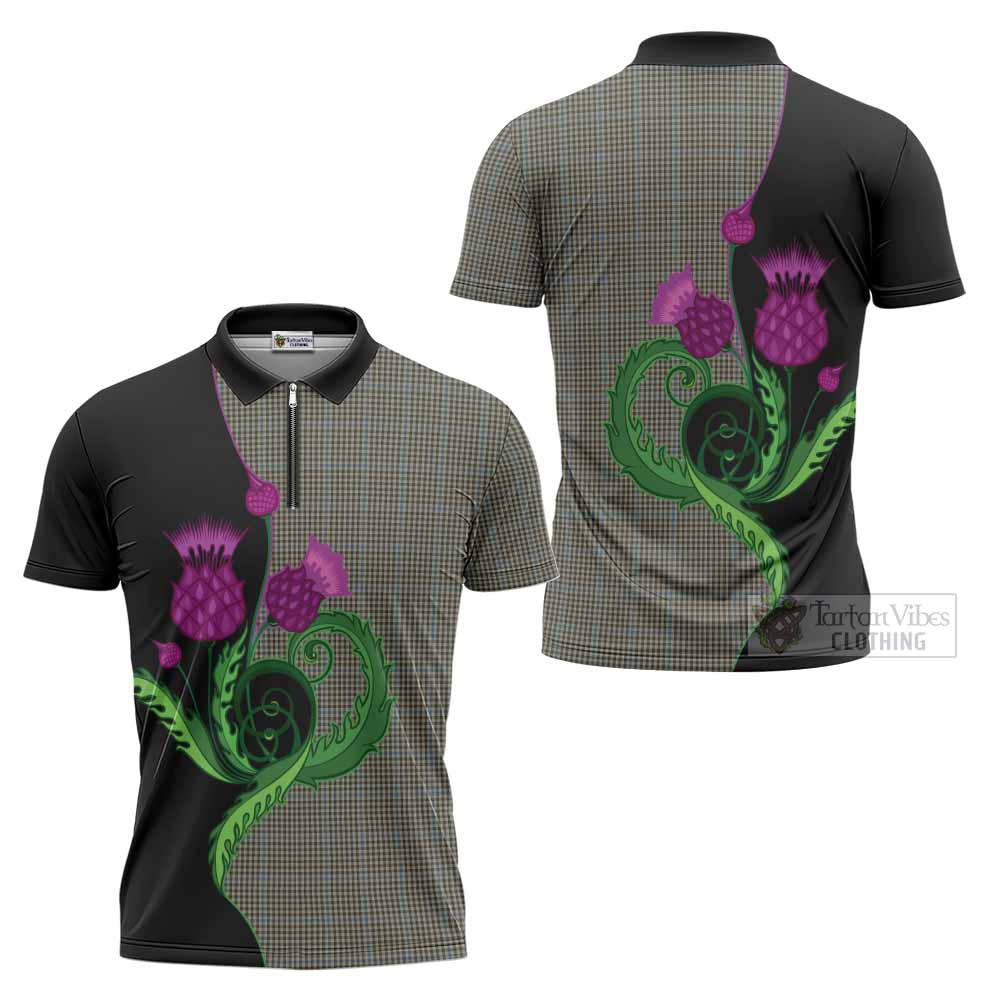 Haig Tartan Zipper Polo Shirt Traditional Scottish Thistle
