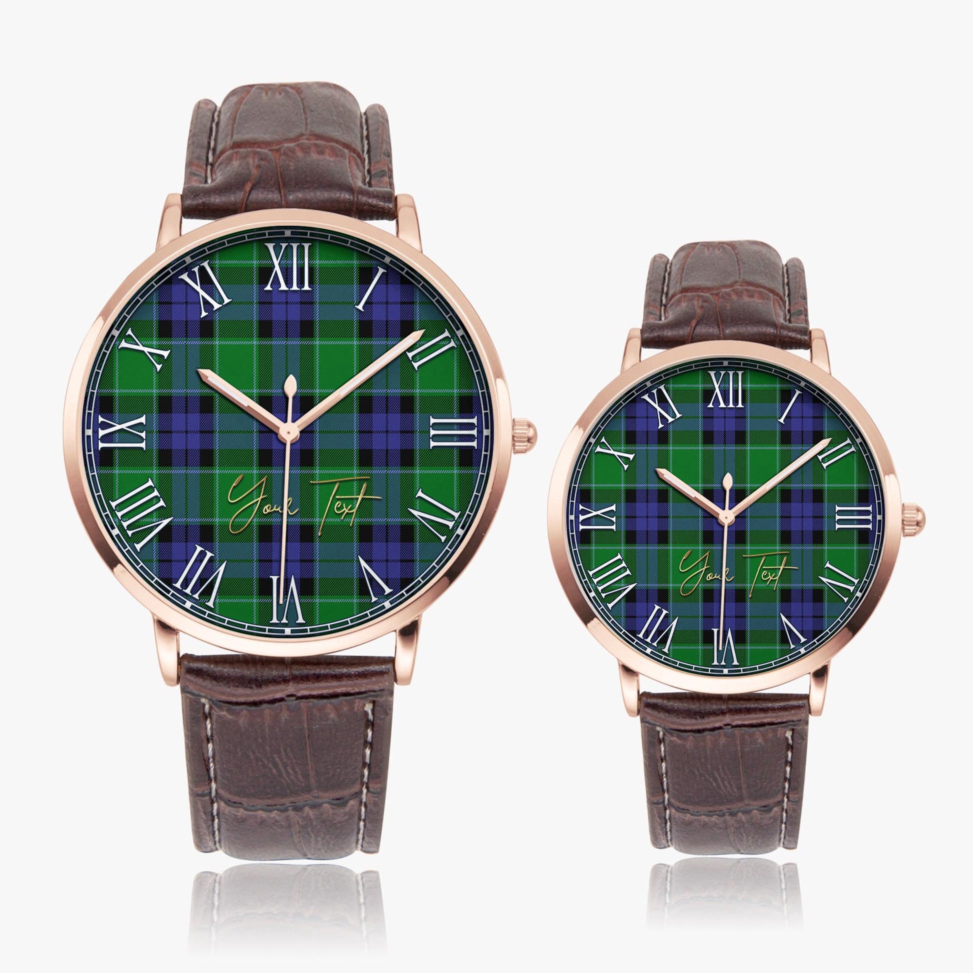 Haldane Tartan Personalized Your Text Leather Trap Quartz Watch - Tartan Vibes Clothing