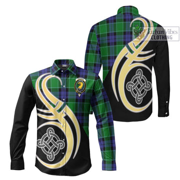 Haldane Tartan Long Sleeve Button Shirt with Family Crest and Celtic Symbol Style Men's Shirt S - Tartan Vibes Clothing