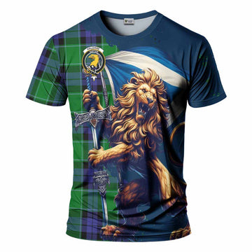 Haldane Tartan Family Crest T-Shirt with Scottish Majestic Lion Kid's Shirt - Tartan Vibes Clothing