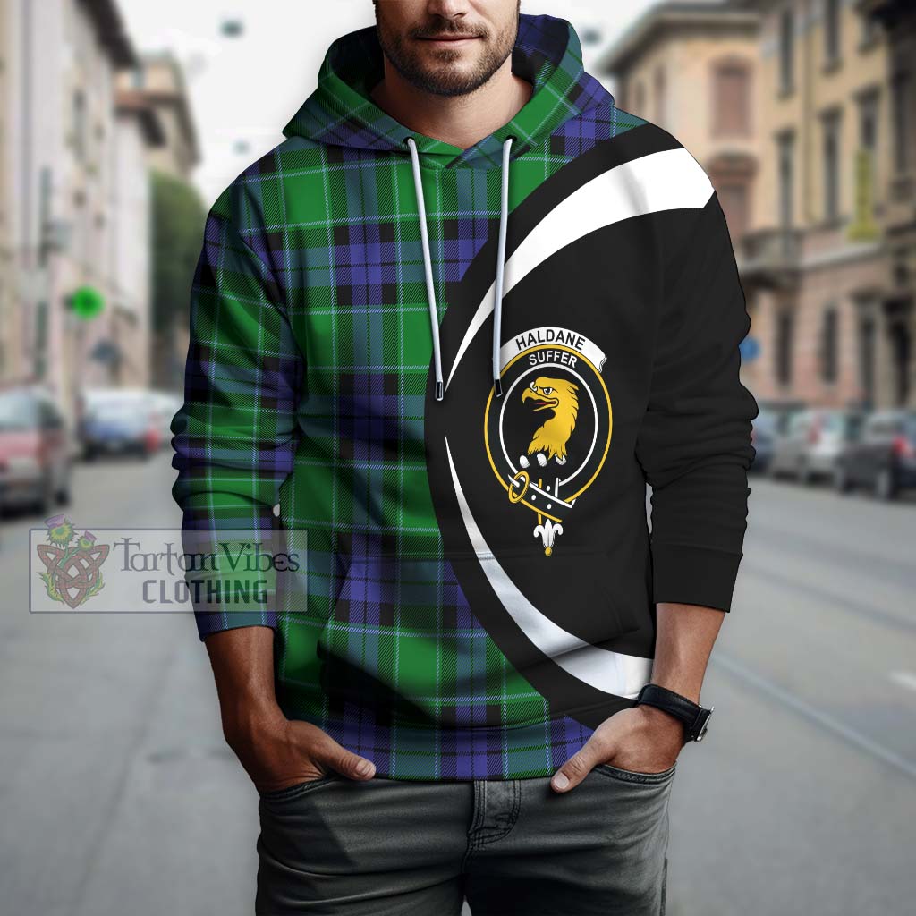 Haldane Tartan Hoodie with Family Crest Circle Style Zip Hoodie - Tartan Vibes Clothing